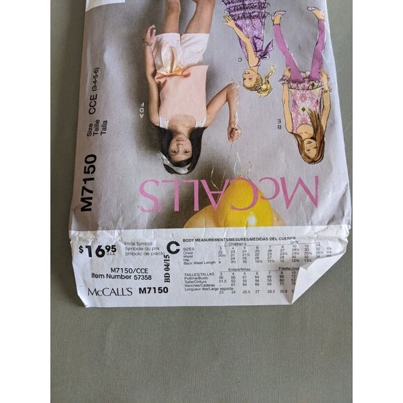 Easy McCalls Pattern 7150 Top Tunic Dress Shorts Leggings Sz 3 4 5 6 Uncut Girl - Picture 2 of 8